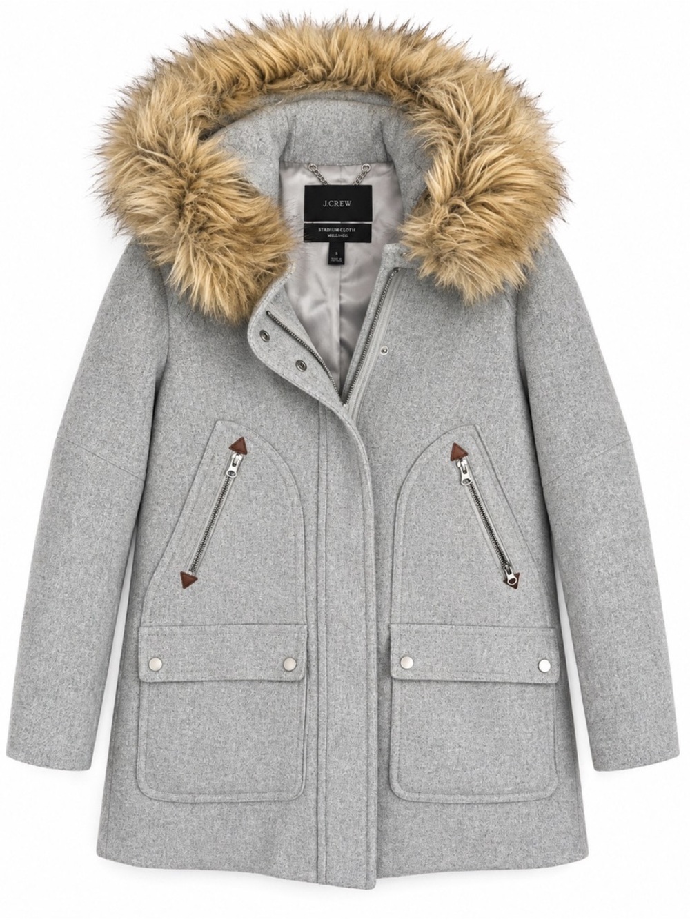 J.Crew Chateau Parka in Italian Stadium-Cloth Wool Gray Grey Size 4P Petite